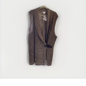 Vintage Brown Knit Cardigan Vest